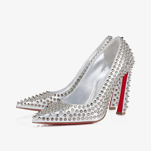 Unique Iridescent Silver Spiked Pump - ARNO CONTI