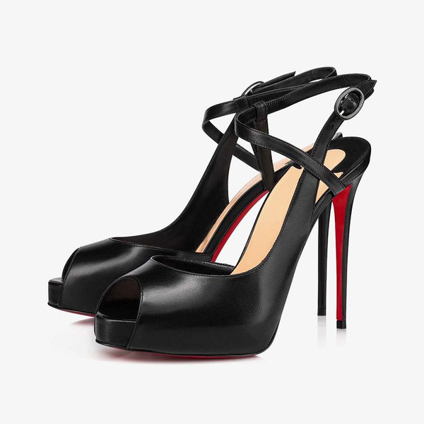 Luxurious Black Leather Pumps with 120mm Heel - ARNO CONTI