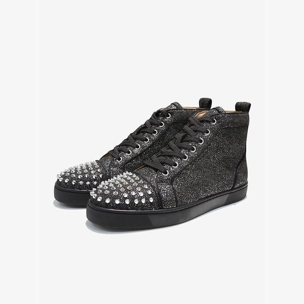 Suede Leather Studs Glitter Sneakers - ARNO CONTI