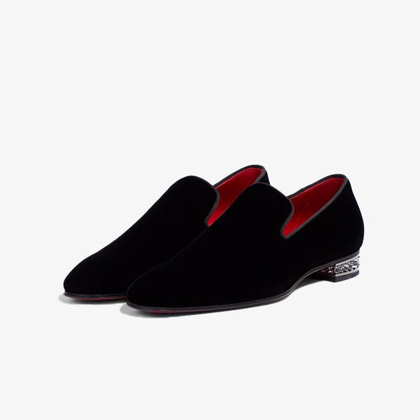 Spike-Heel Velvet Loafers Men Slip-ons - ARNO CONTI