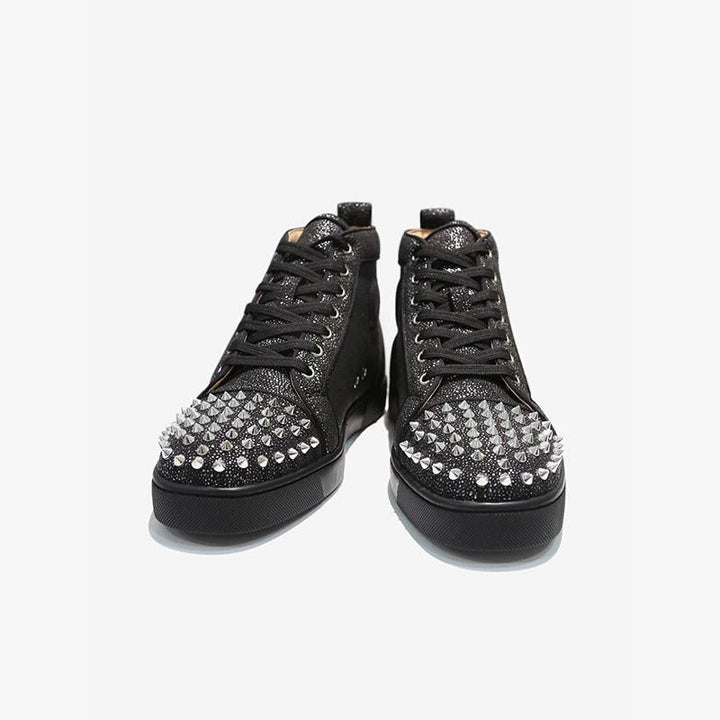 Suede Leather Studs Glitter Sneakers - ARNO CONTI
