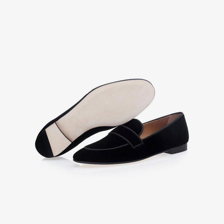 Sophisticated Black Velvet Slip-On Loafers - Arno Conti Shoe