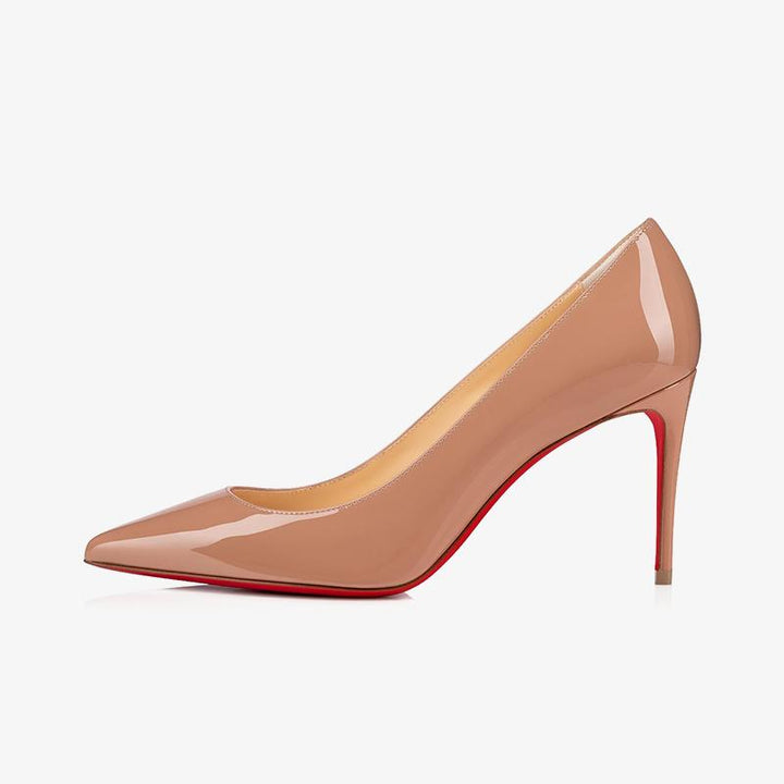 Nude Patent Leather Pointed Pumps 80mm - ARNO CONTI