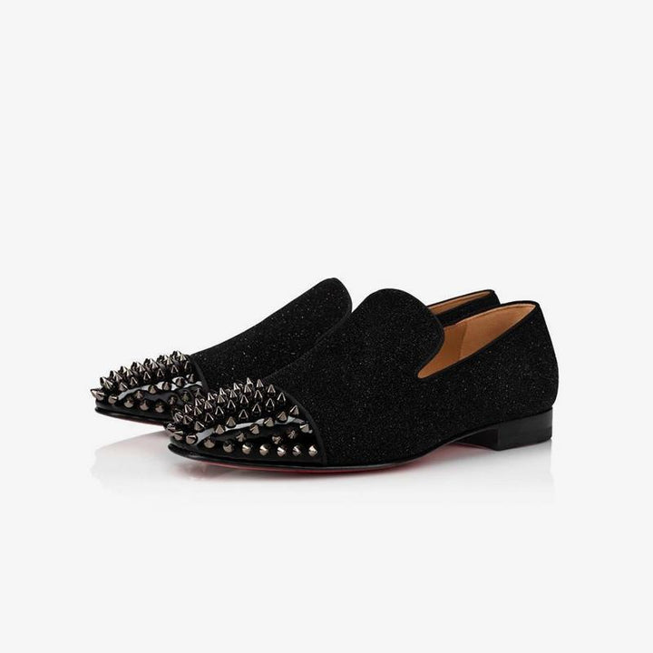 Fabric Glitter Loafer Flat Studs Patent Rivets - ARNO CONTI