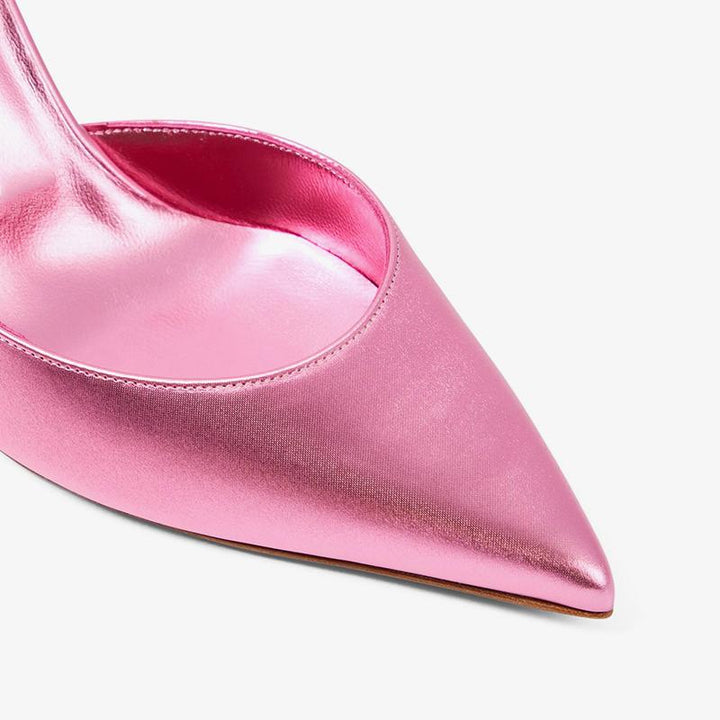 Glam Pink Pointed-Toe Calf Leather Pump - ARNO CONTI