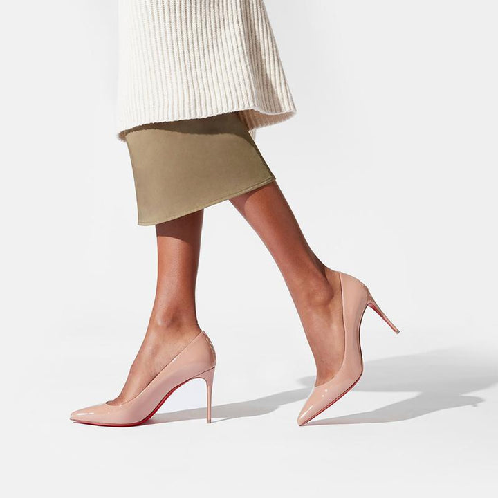 Nude Patent Leather Pointed Pumps 80mm - ARNO CONTI