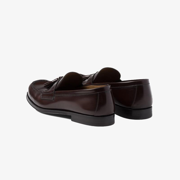 Tassel Polished Leather Loafers Calfskin Shoes Wine - Arno Conti Shoe