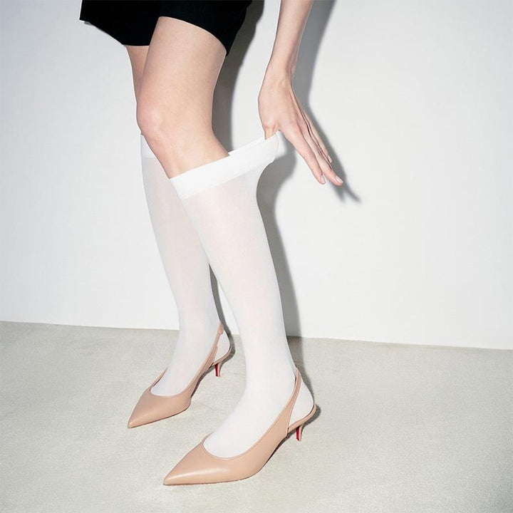 Modern Blush Leather Slingback Pumps - ARNO CONTI