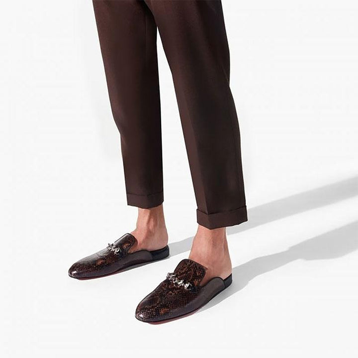 Snake Prints Horsebit Leather Slippers - ARNO CONTI