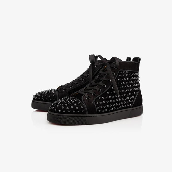 Spikes Black Calkf Suede High-top Sneakers - ARNO CONTI