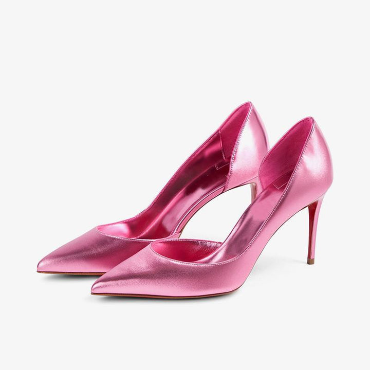 Glam Pink Pointed-Toe Calf Leather Pump - ARNO CONTI