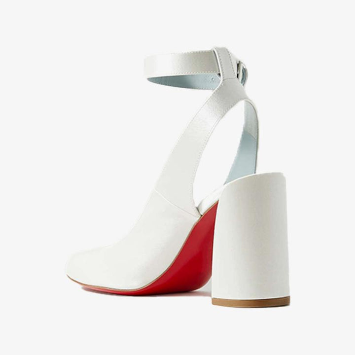White Satin Pump with Adjustable Ankle Strap - ARNO CONTI