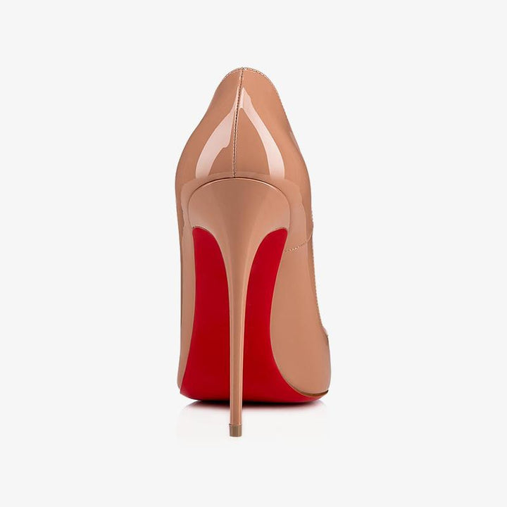 Nude Patent Calfskin Pumps with 120 mm - ARNO CONTI