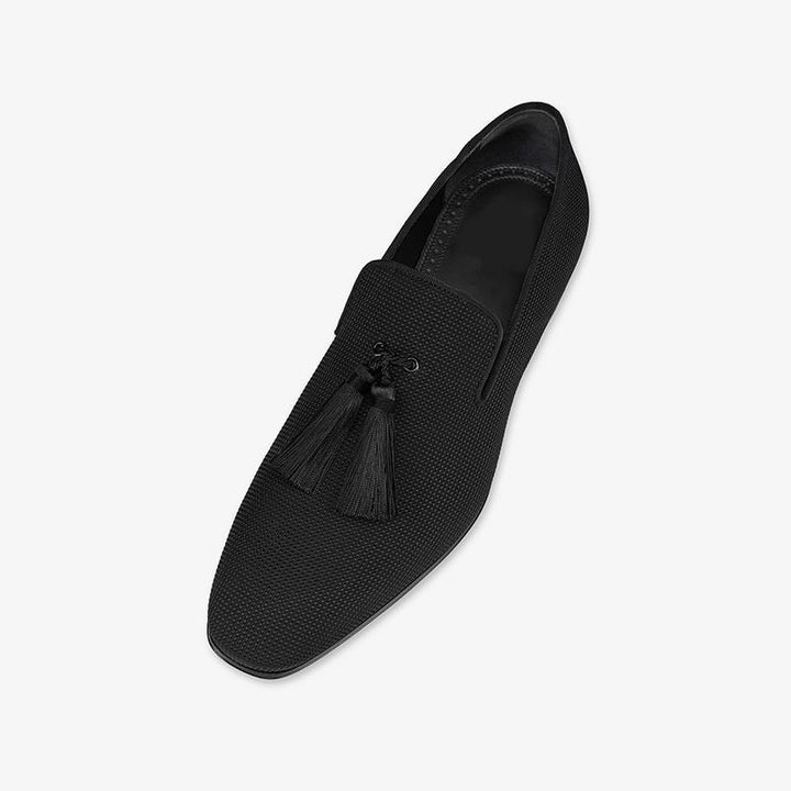 Tassel Fabric Flat Loafers Calf Shoes - ARNO CONTI