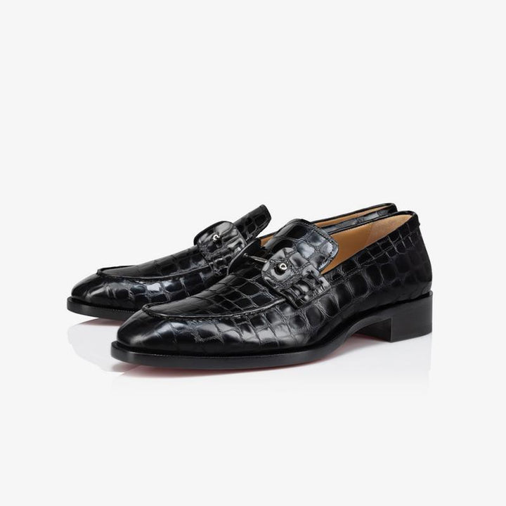 Crocodile Print Leather Loafers - ARNO CONTI