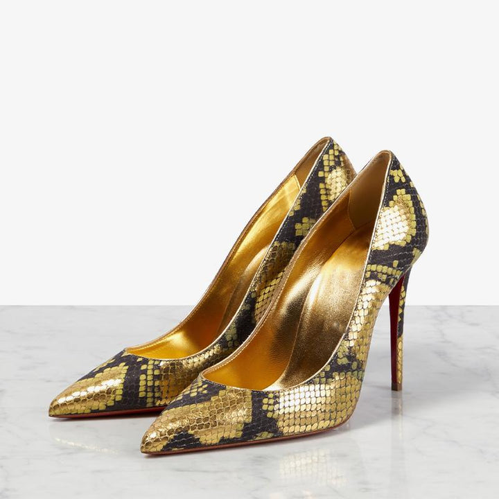 Golden Metallic Snake Print Pump - ARNO CONTI