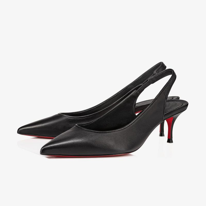 Timeless Black Leather Slingback Pumps - ARNO CONTI