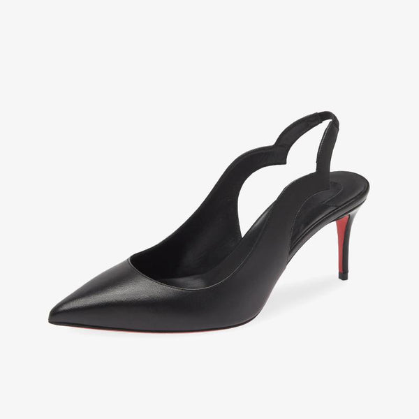 Refined Black Scalloped Slingback Pumps - ARNO CONTI