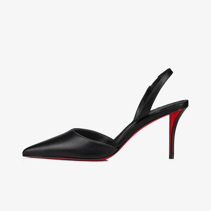 Black Leather Pointed Toe Pumps - ARNO CONTI