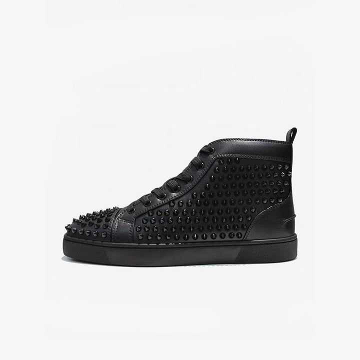 Black Studded High-Top Sneakers - ARNO CONTI