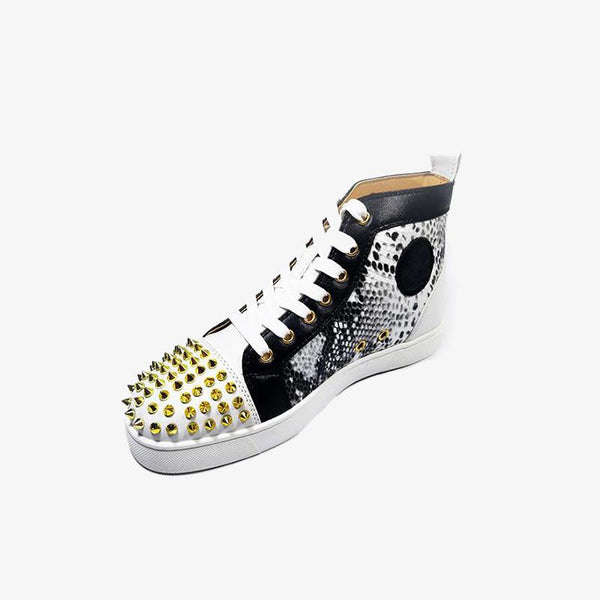 Snakeskin Shoes Rivets Leather Sneakers - ARNO CONTI