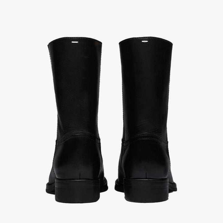 Black Leather Boots with Pointed Toe - Arno Conti Shoe