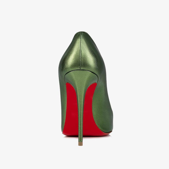 Green Laminated Leather Pointed Toe Pumps - ARNO CONTI