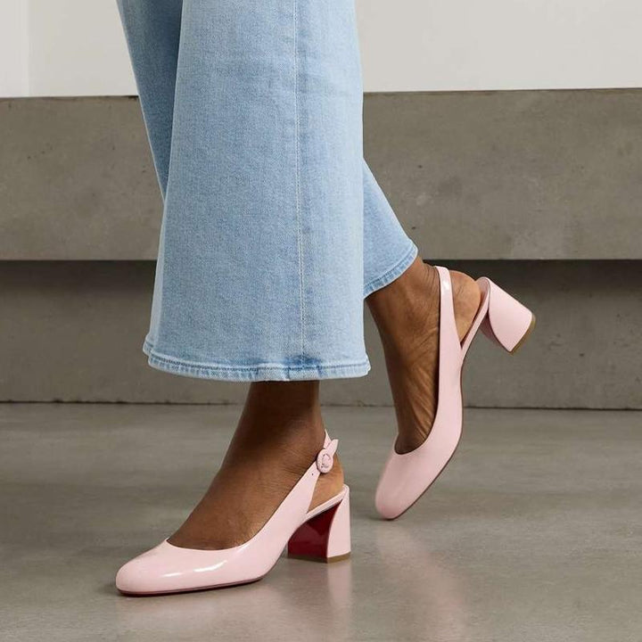 Pastel Pink Patent Leather Slingback Pump - ARNO CONTI