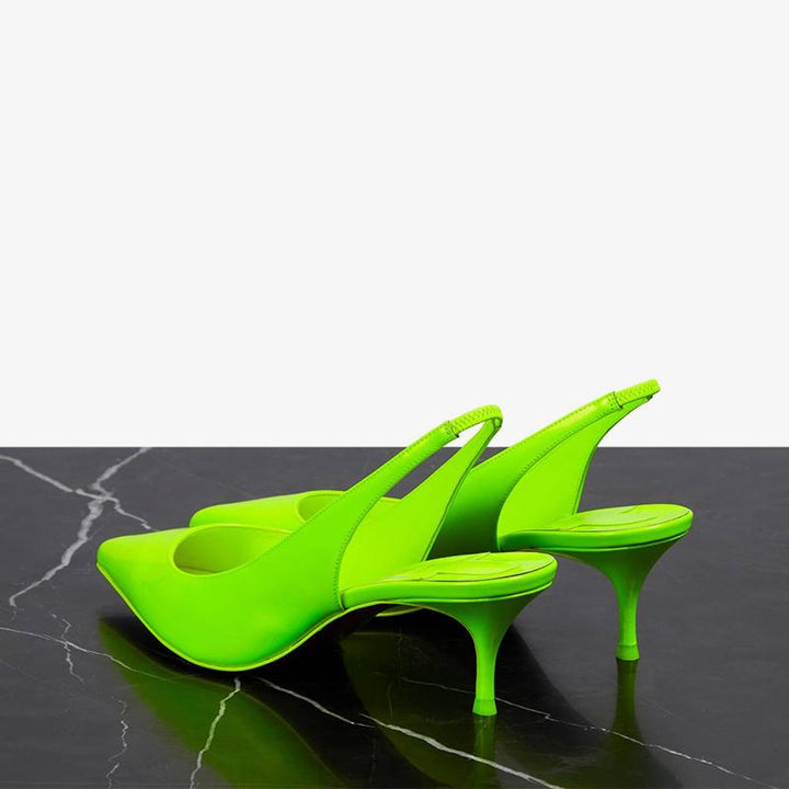 Fluo Green Patent Leather Slingback Pump - ARNO CONTI