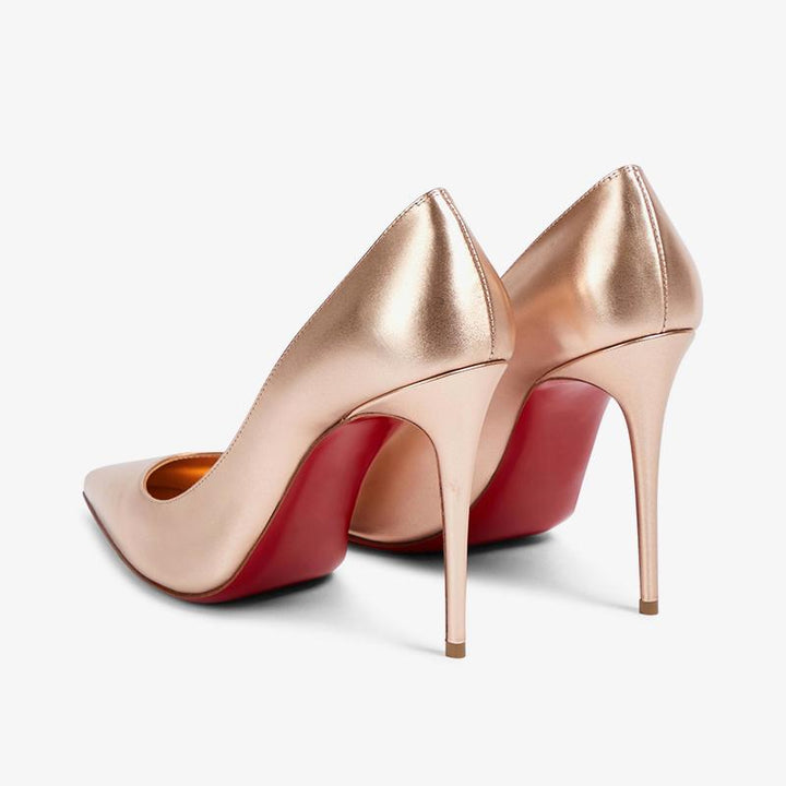 Golden Leather Pointed Toe Pumps - ARNO CONTI