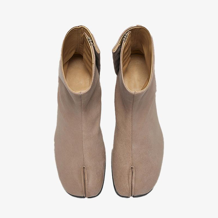Beige Split-Toe Calf Leather Ankle Boots - Arno Conti Shoe