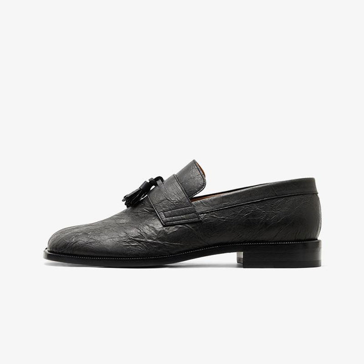 Black Calfskin Tassel Loafers - Arno Conti Shoe