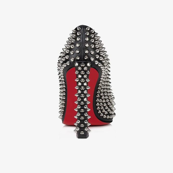 Unique Black Leather Pumps with Spiked - ARNO CONTI