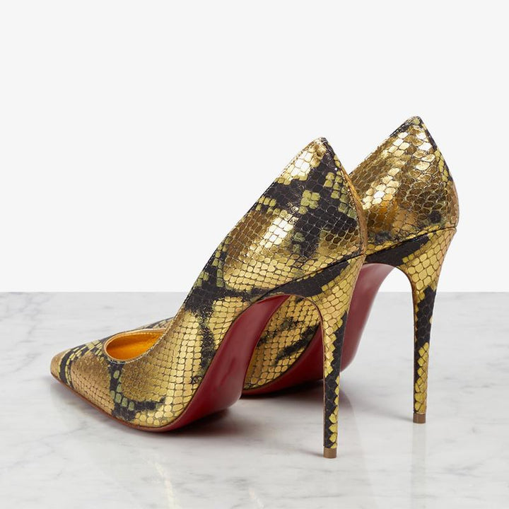 Golden Metallic Snake Print Pump - ARNO CONTI