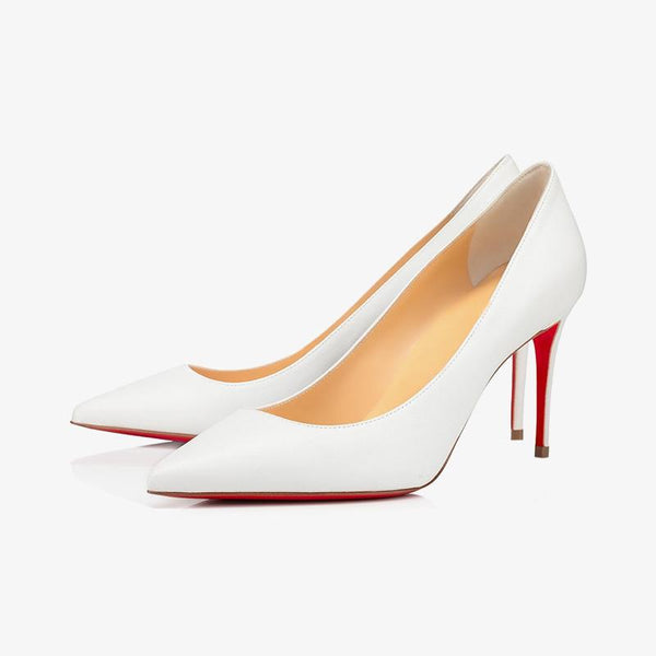 White Leather Pointed Toe Pump - ARNO CONTI