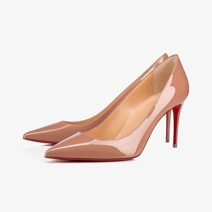 Nude Patent Leather Pointed Pumps 80mm - ARNO CONTI