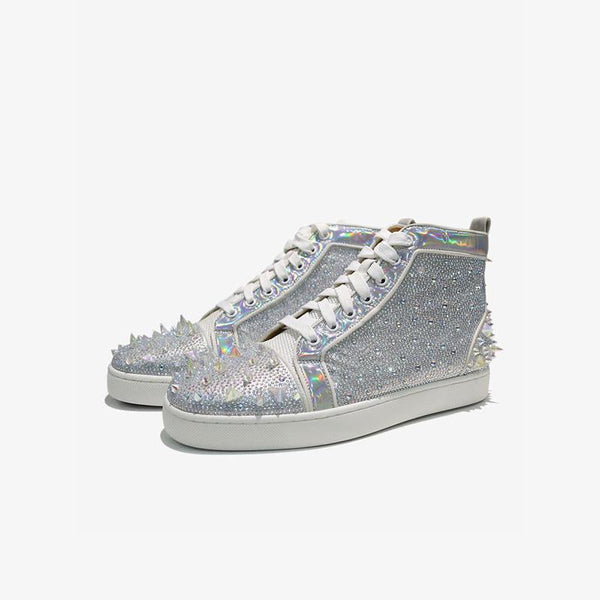 Spikes Silver Strass High-top Sneakers - ARNO CONTI