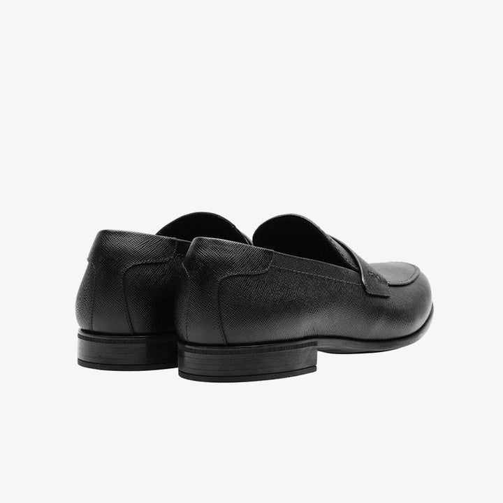 Men Penny Black Flats Calf Loafers - Arno Conti Shoe