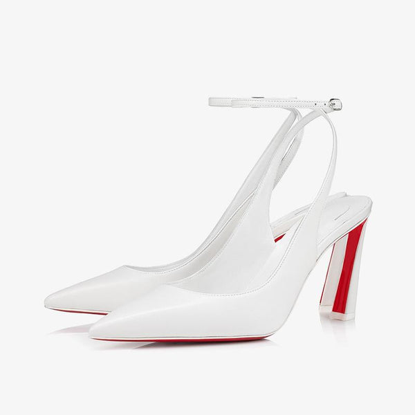 White Leather Strap 100mm Pump - ARNO CONTI