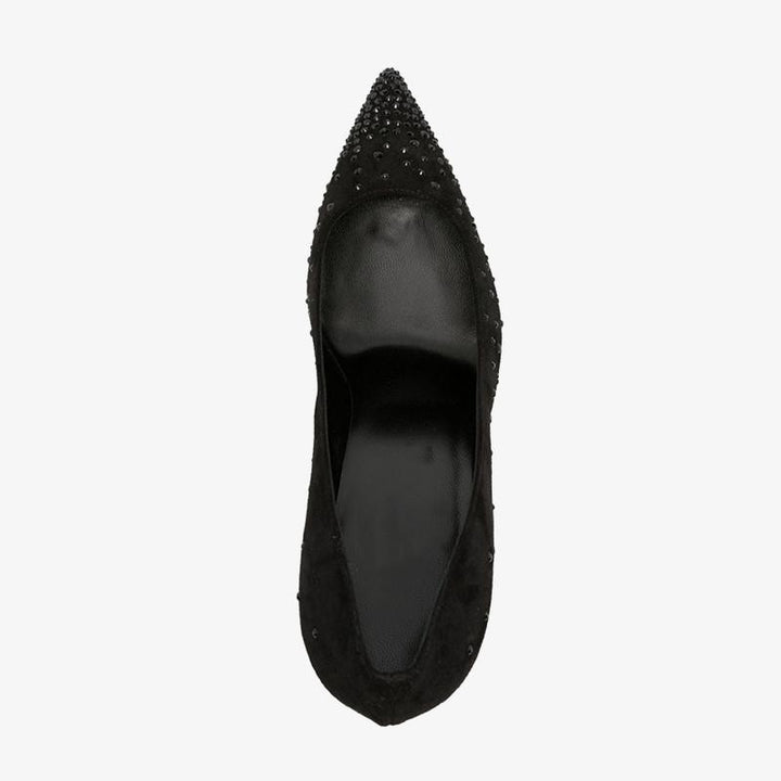 Suede Crystal-Embellished Pump - ARNO CONTI