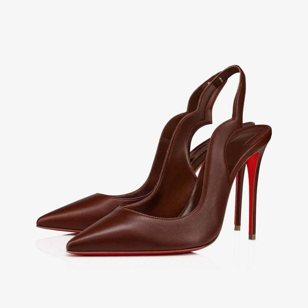 Deep browm Leather Slingback Pumps - ARNO CONTI