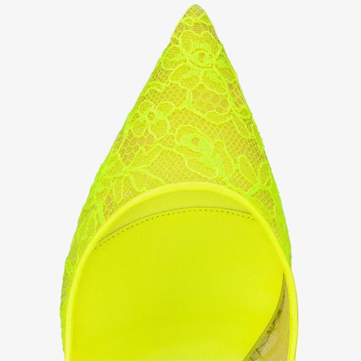 Fluo Yellow Lace-Up Stiletto Pump - ARNO CONTI