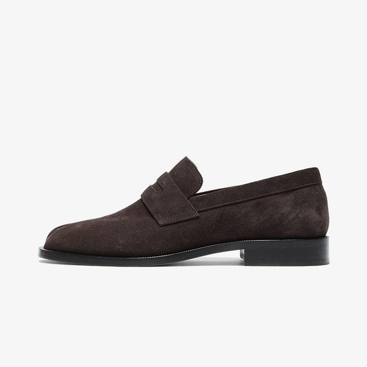 Dark Brown Split- Toe Suede Loafers - Arno Conti Shoe