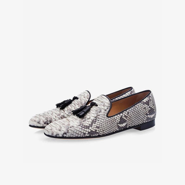 Men's Snakeskin Tassel Loafers - Arno Conti Shoe