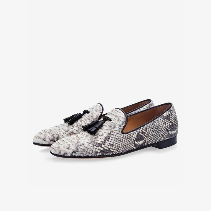 Men's Snakeskin Tassel Loafers - Arno Conti Shoe