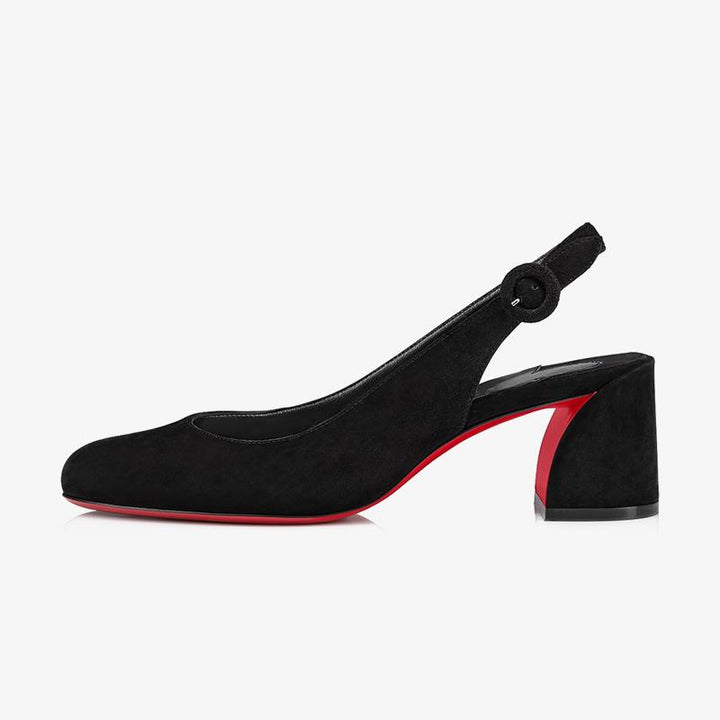 Unique Black Suede Slingback Pumps - ARNO CONTI