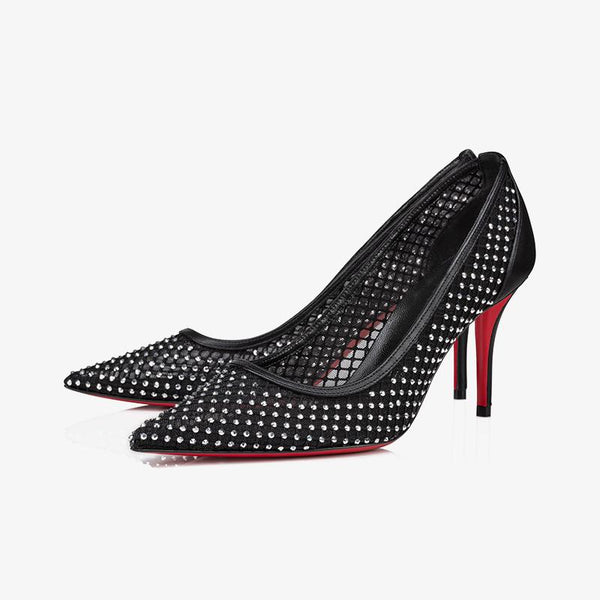 Unique Black Mesh Pumps and Strass - ARNO CONTI