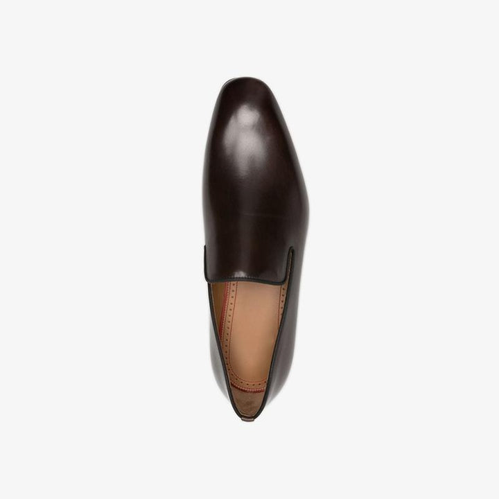 Brown Leather Slip-On Flat Loafers - ARNO CONTI