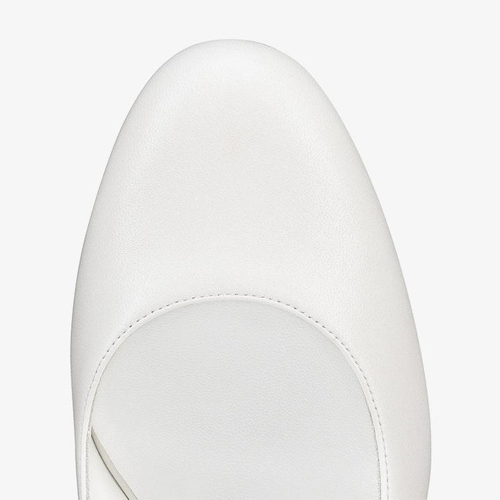 White Leather Slingbacks Block Heel - ARNO CONTI