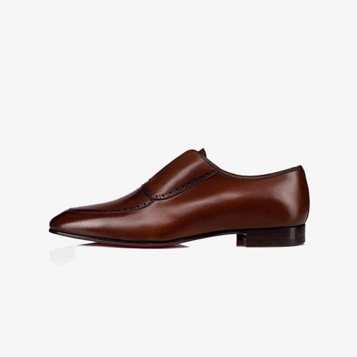 Pointed Toe Brown Leather Slip-On Loafers - ARNO CONTI